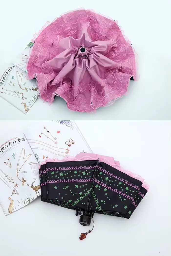Parasol pliable en dentelle UV soleil et pluie