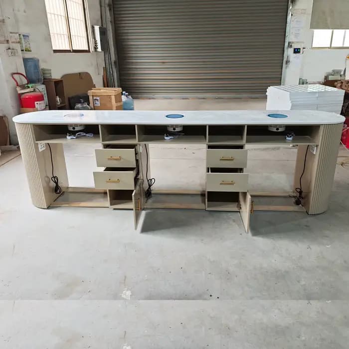 Table de manucure, Station de barre de manucure, bureau à ongles avec collecteur de poussière, ensemble de meubles de Salon de beauté de luxe à vendre