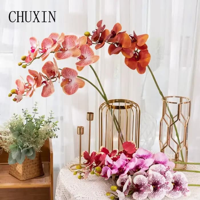 Fleurs artificielles d'orchidée papillon, décoration de table de salon, impression 3D Phalaenopsis, décoration d'intérieur, affichage de fenêtre, 7 têtes