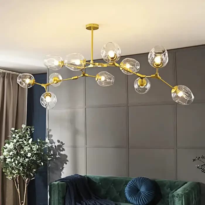 Lustre nordique lustres en verre moderne LED molécule plafond lampes suspendues salon salle à manger décor à la maison suspendus luminaires de cuisine