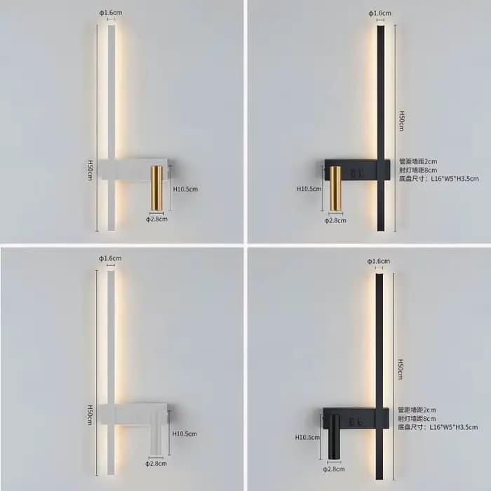 Applique nordique moderne noir et blanc minimaliste salon canapé fond mur lampe décorative lumière luxe chambre chevet