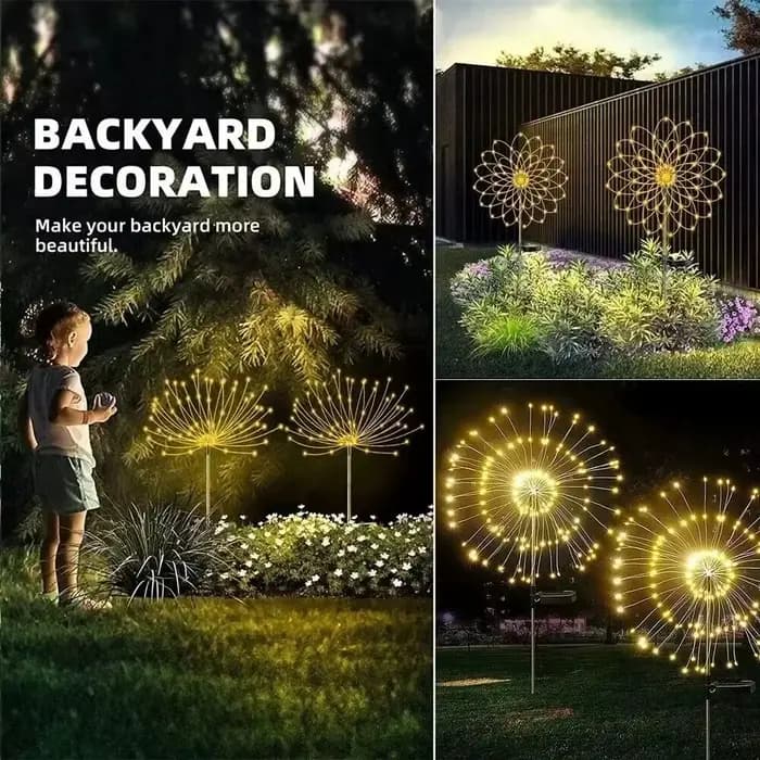 Lampes solaires LED d'extérieur en forme de feu d'artifice