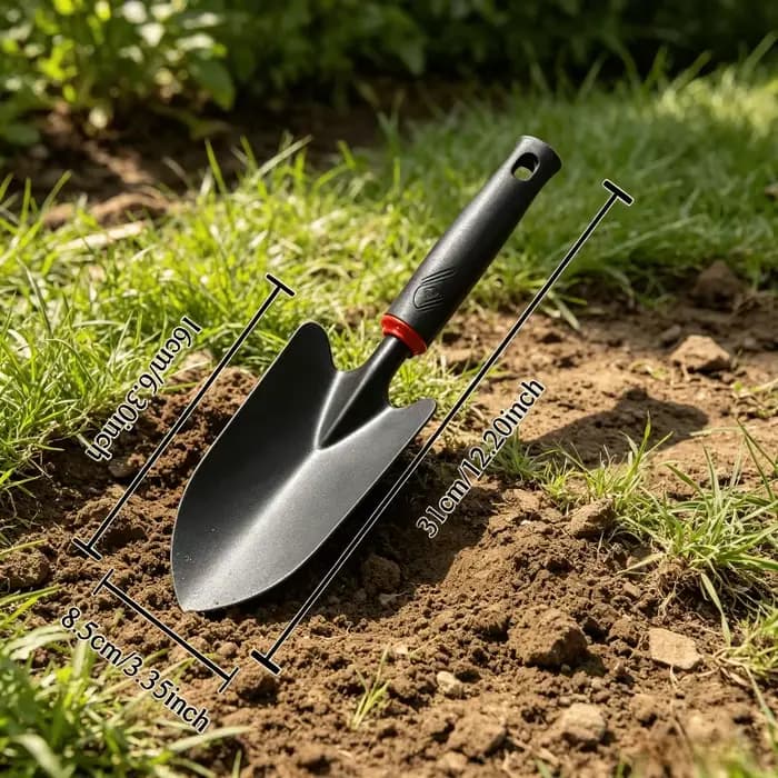 Truelle de jardin en métal avec manche ergonomique noir et bordure orange - Outil idéal pour planter des fleurs et des légumes