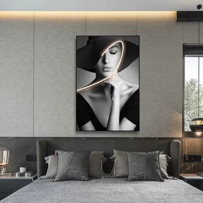 Personnages noirs et blancs, simplicité moderne, décoration murale de fond de canapé, grand Foyer, chambre à coucher, peintures suspendues