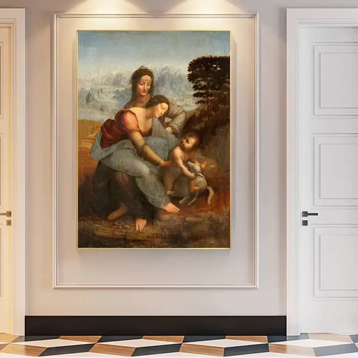 Leonardo Da Vinci la vierge et l'enfant avec St Anne affiches imprime pour salon mur Art décoration de la maison toile peinture à l'huile