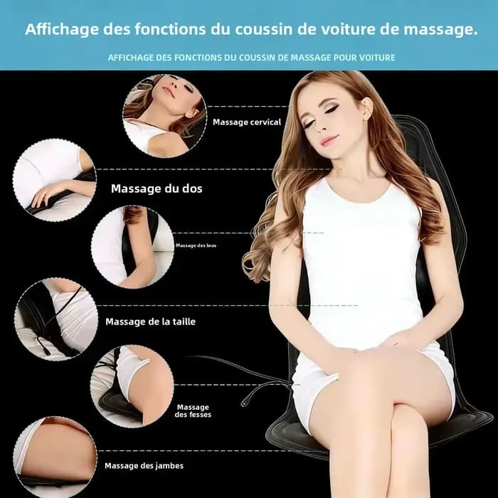 Coussin de massage vibrant chauffant électrique universel pour voiture et maison, masseur lombaire pour soulager le stress musculaire quotidien