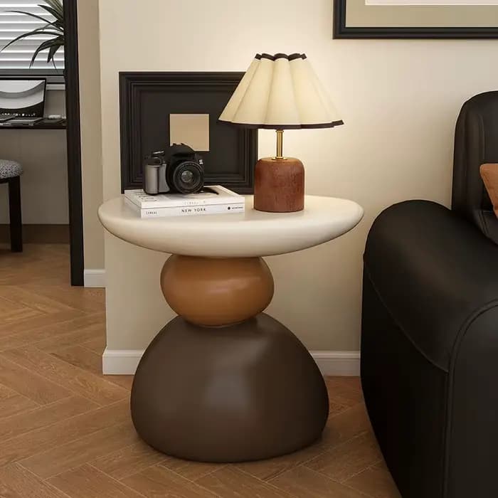 Table d'appoint moderne en forme de galet