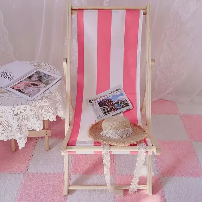 Chaise de Camping pliante en bois rose
