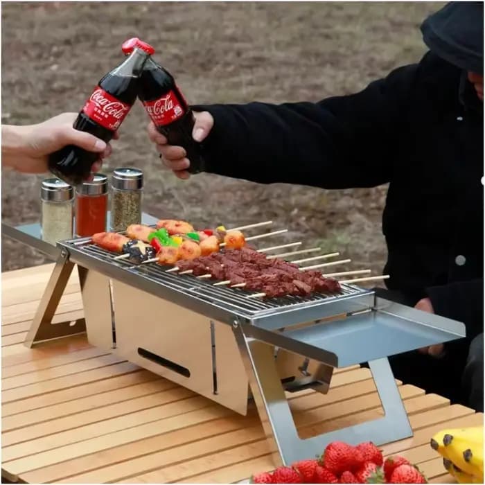 Poêle à Barbecue pliant en acier inoxydable