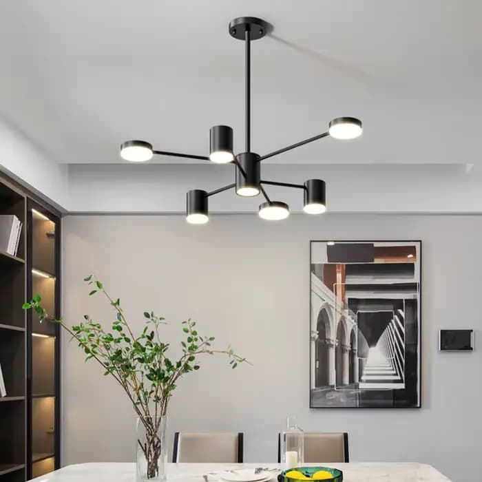 Led lustre lumière pour salon salle à manger chambre plafond moderne nordique suspension lampe noir lustre intérieur luminaire