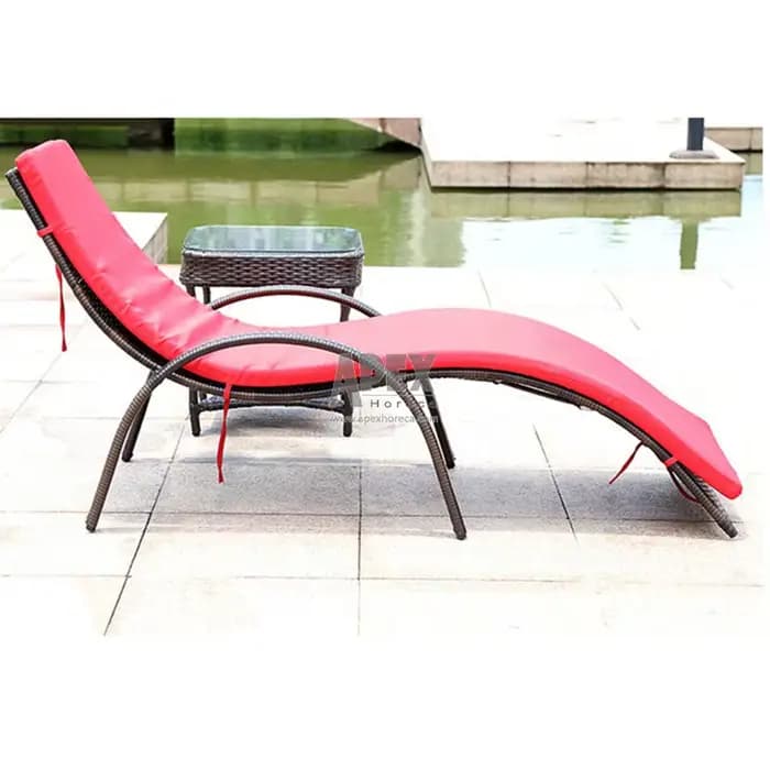 Piscine en rotin moderne en osier noir gris Chaise inclinable extérieure lit de soleil