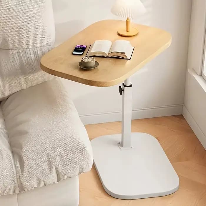 Table à hauteur réglable - avec plateau en bois, table d'appoint de canapé portable, adaptée au café, au bureau et à l'intérieur/à l'extérieur