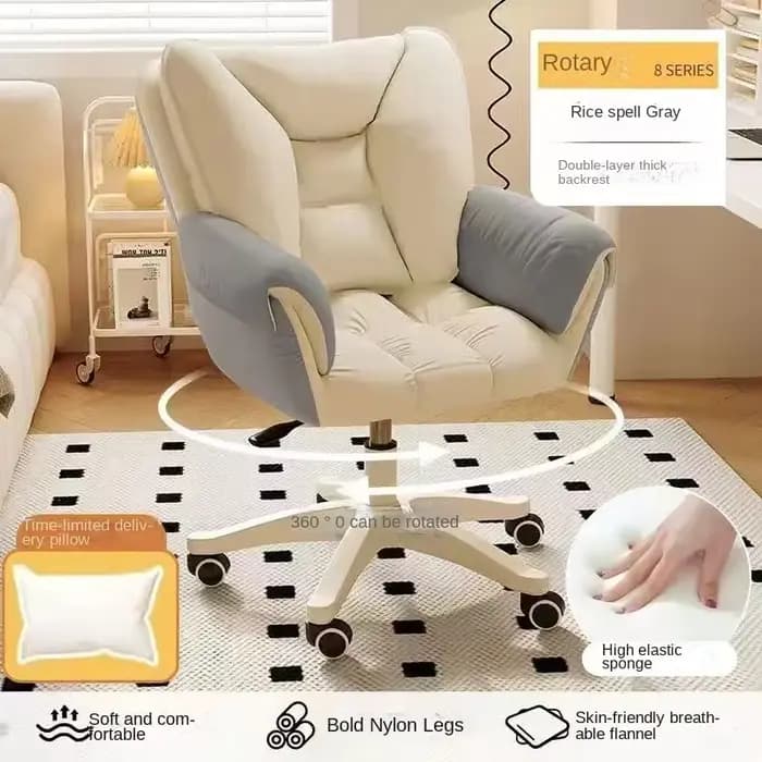 Chaise d'ordinateur à usage domestique, confortable, pour chambre de fille, dortoir, étudiants, bureau, dossier sédentaire, chaise pivotante pour la maison