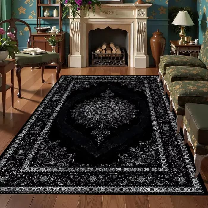Tapis noir de Style bohémien, résistant aux taches, turc, pour salon, chambre à coucher, Table basse, cadeau, décoration de maison à la mode