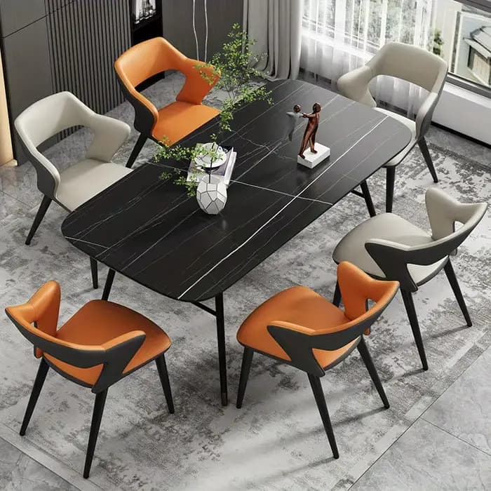 Chaise de salle à manger en cuir de Style français avec dossier