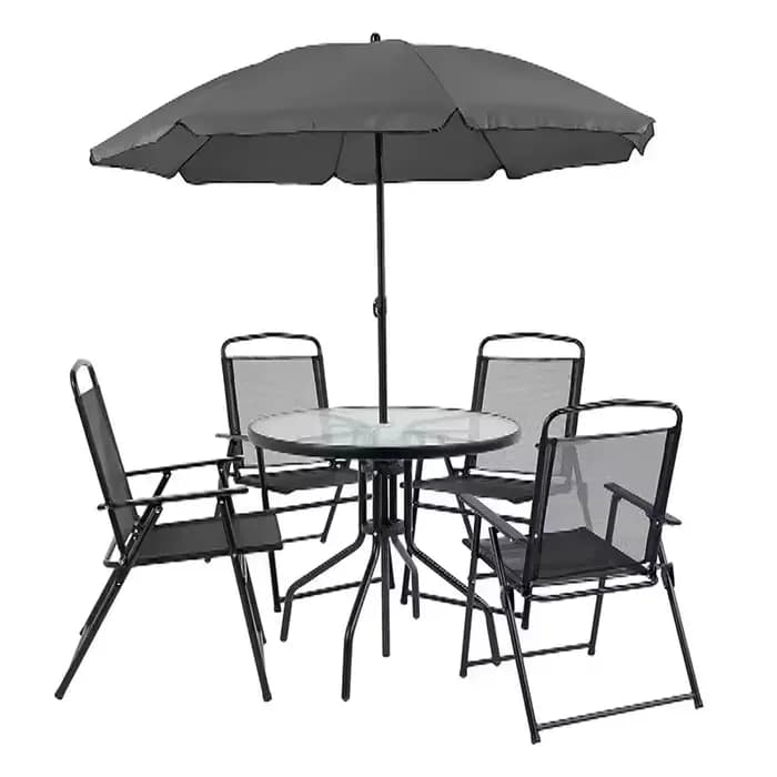 Ensemble de chaises de Table de Style européen et américain avec parapluie pliable pour salle à manger ou loisirs de plein air en hôtel dans plusieurs scénarios