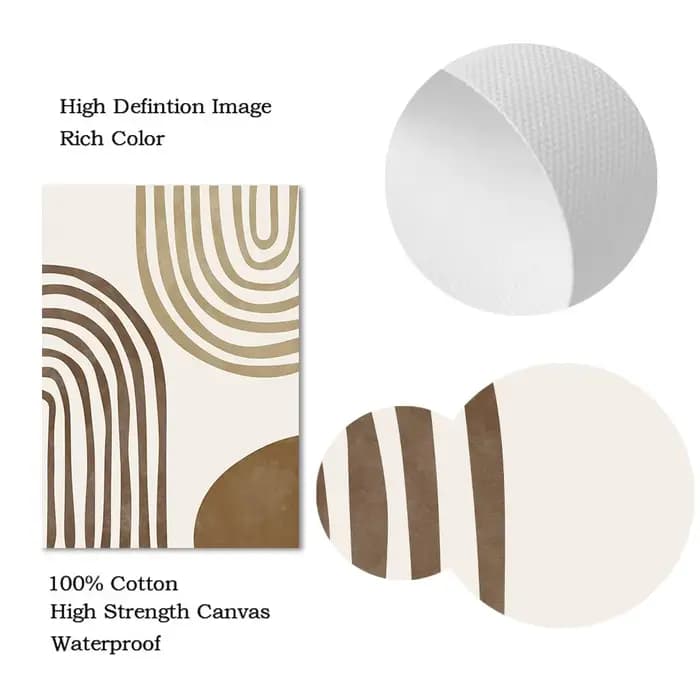 Affiche Murale Style Boho Abstraite Beige Marron, Peinture sur Toile, Impression Minimaliste, Image Bohème, Décoration Intérieure de Salon et de Maison