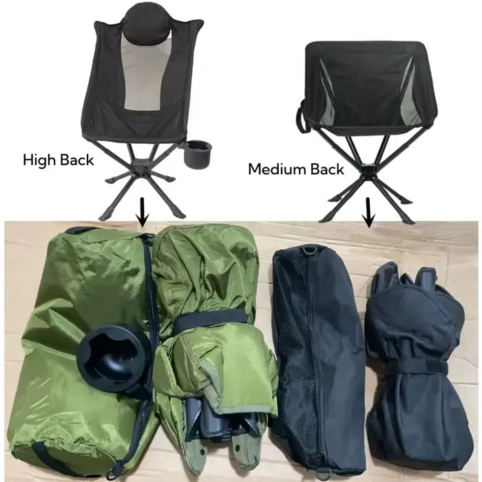 Chaise pivotante, chaise pliante portable d'extérieur
