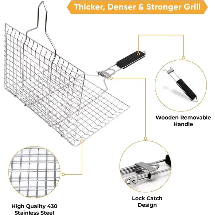 Mir à griller pliable en acier inoxydable