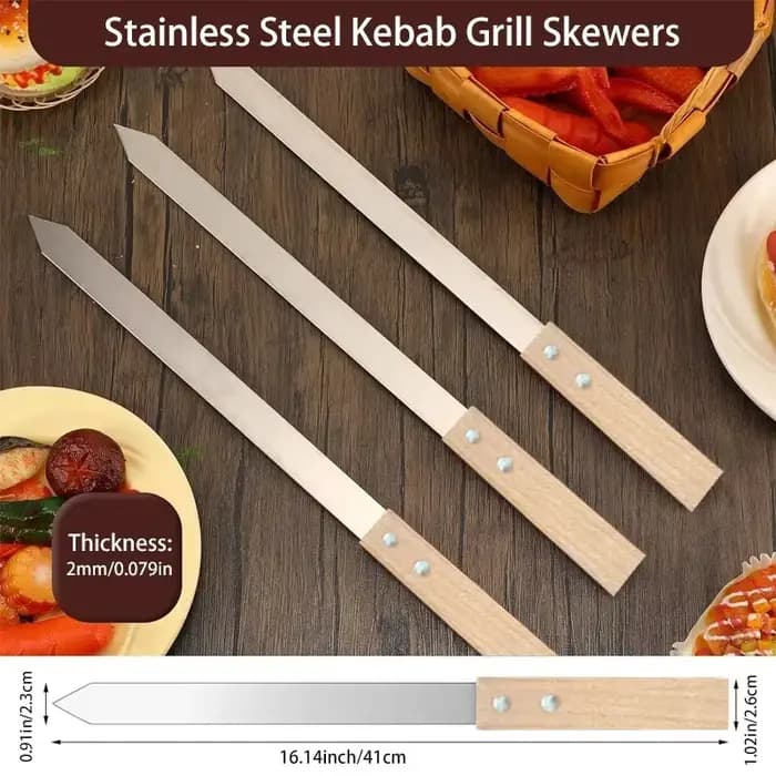 Brochettes Kabob plates en acier inoxydable pour Barbecue