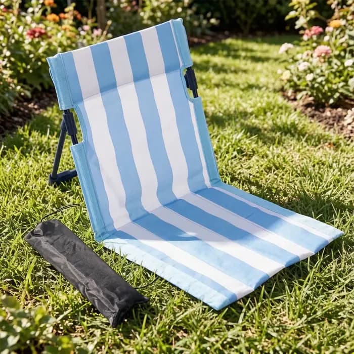Chaise longue de plage pliable à rayures avec support lombaire