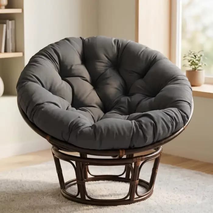 Fauteuil suspendu imperméable Papaya avec coussin rond intégré et support lombaire pour l'extérieur