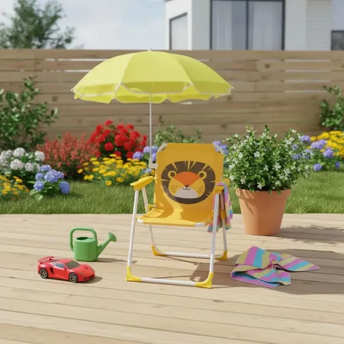 Chaise d'extérieur portable pour enfants avec parasol