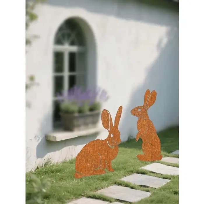 Décoration de jardin en forme de lapin en métal
