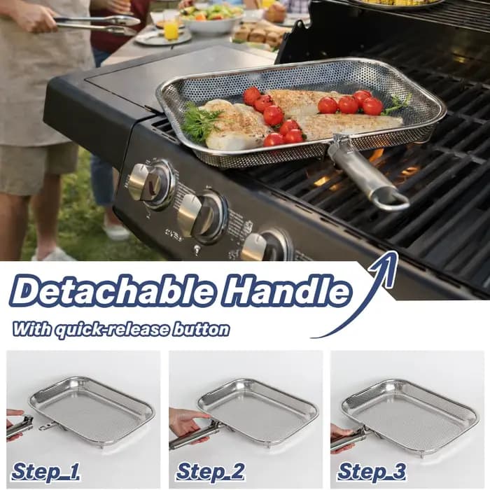 TastyWay Panier de cuisson carré perforé en acier inoxydable pour barbecue