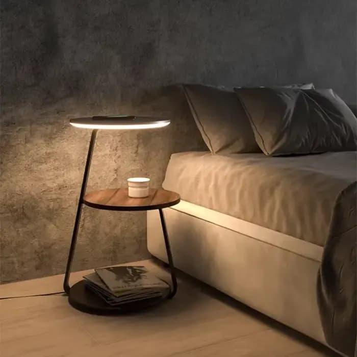 Lampadaire LED avec étagère pour chambre à coucher, éclairage de table basse de chevet, rangement créatif, design moderne, décoration d'intérieur, salon parfait