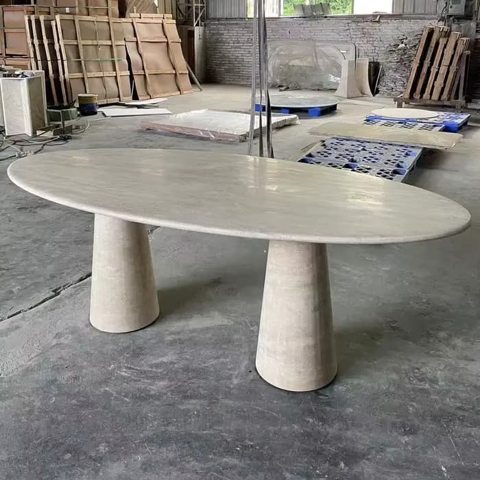 Table à manger moderne en travertin beige