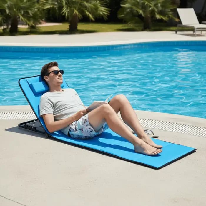 Chaise longue de plage pliable avec fonction inclinable