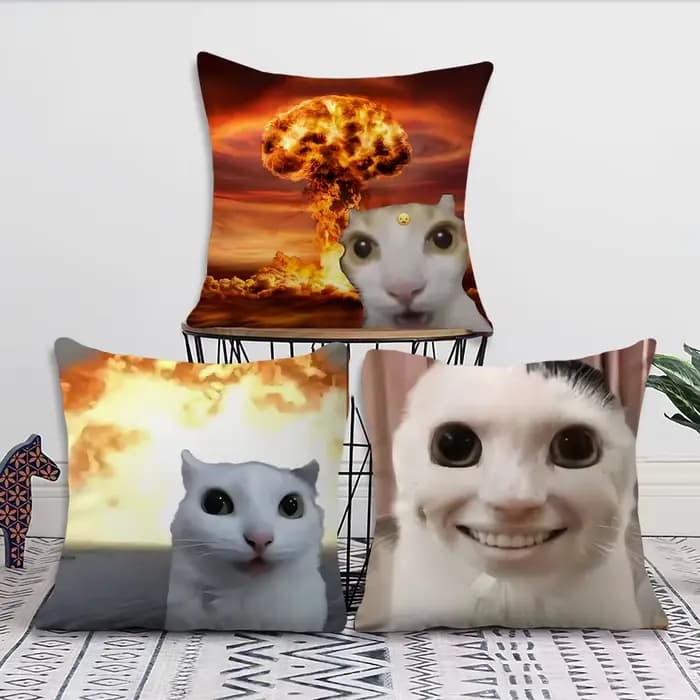 Housse de coussin confortable et douce, taie d'oreiller amusante avec motif de chat, pour canapé, salon, maison, bureau, décoration, cadeau, housses de protection