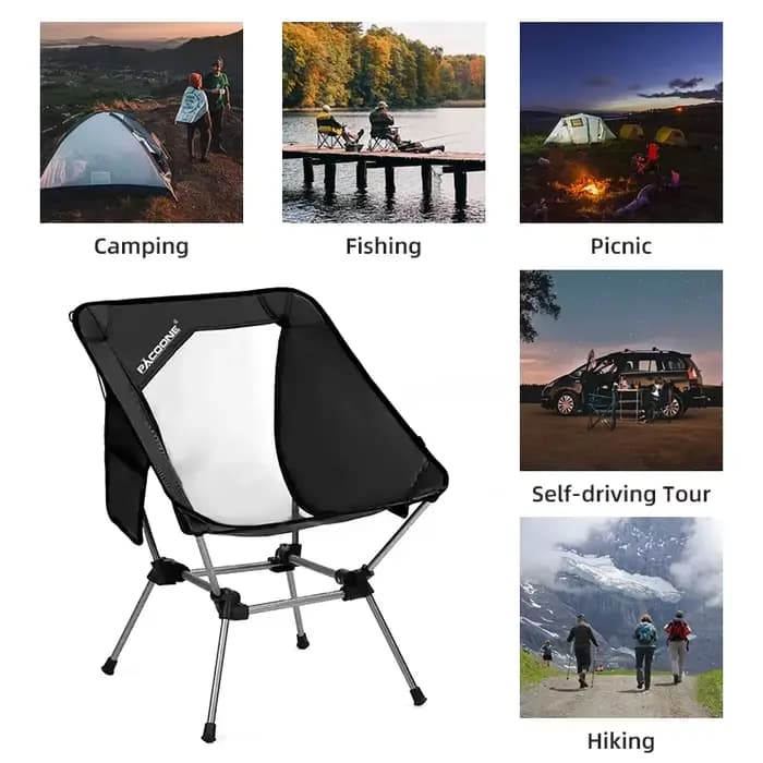 PACOONE voyage ultraléger chaise pliante détachable Portable lune chaise en plein air Camping pêche chaise plage randonnée pique-nique siège