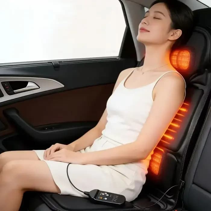 Coussin de massage vibrant chauffant électrique universel pour voiture et maison, masseur lombaire pour soulager le stress musculaire quotidien