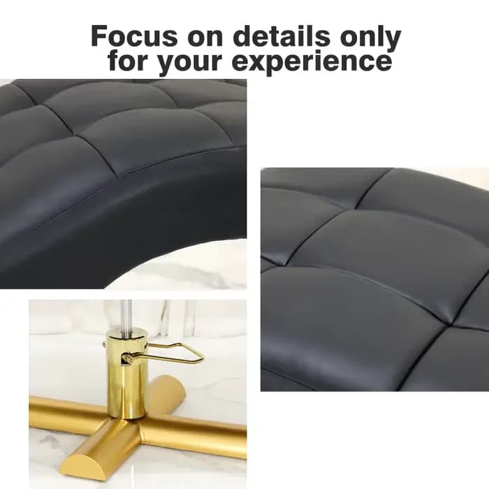 Keyunshi Lit de SPA de beauté de luxe avec courbe S-Fit et base dorée, lit de salon en cuir PU épais pour une expérience confortable