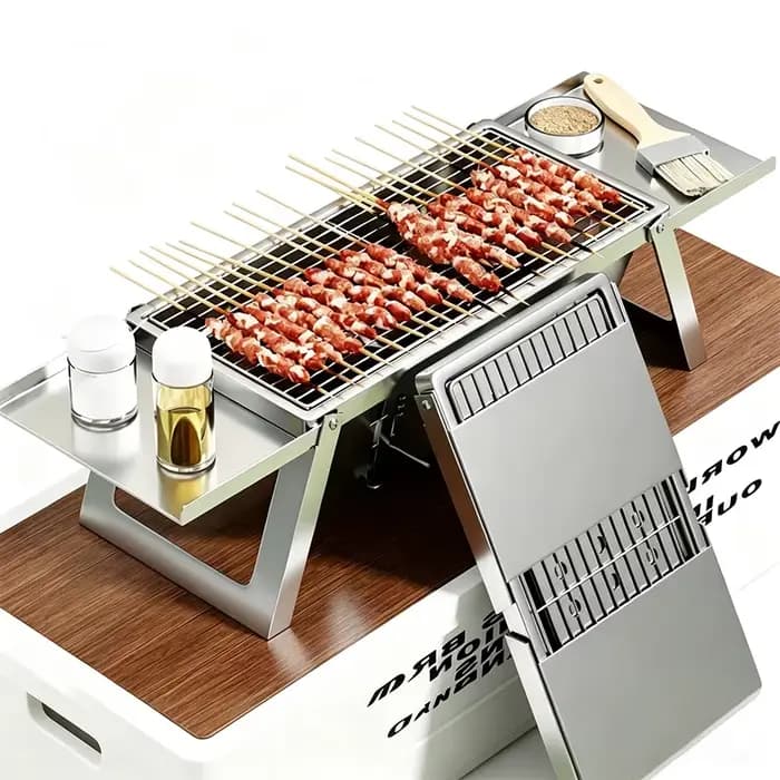 Barbecue portable pliable en acier inoxydable pour la maison