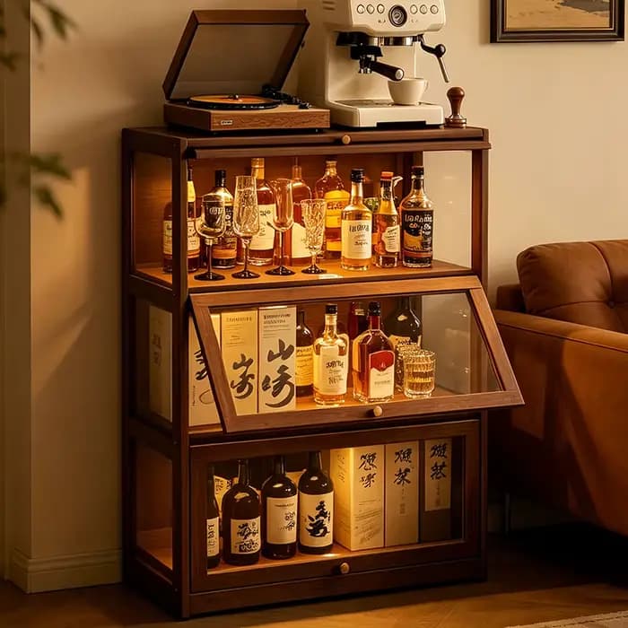 Meuble de Rangement Design pour Vins, Vitrine de Luxe Moderne pour Salon, Restaurant, Bar, Meuble Commercial, Suite de Mobilier de Salon
