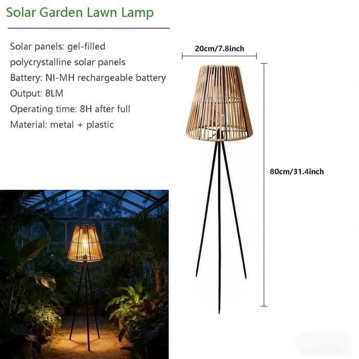 Lampe solaire artisanale en rotin