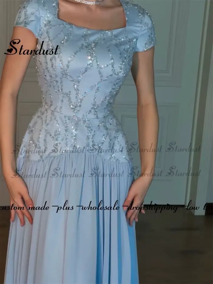 Robes de cérémonie Stardust tendance coupe trapèze avec appliques en dentelle et plis en satin, style saoudien, robes de bal, Vestidos De Festa, personnalisables