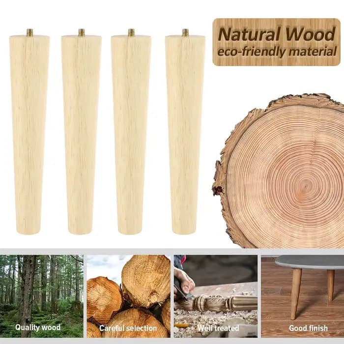 4 pièces pieds de meubles pieds de meubles en bois massif pieds de Table obliques/droits pieds de chaise antidérapants pieds de remplacement inclinés