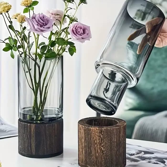 Vase rétro Simple et léger de luxe, décoration créative en verre de couleur primaire, Vase nourrissant à l'eau, décoration de Table de salon