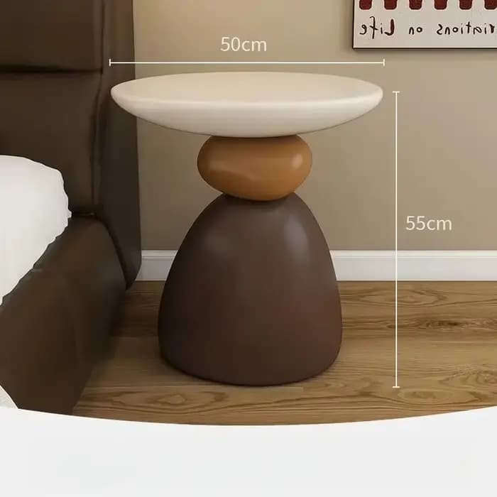 Table d'appoint moderne en forme de galet