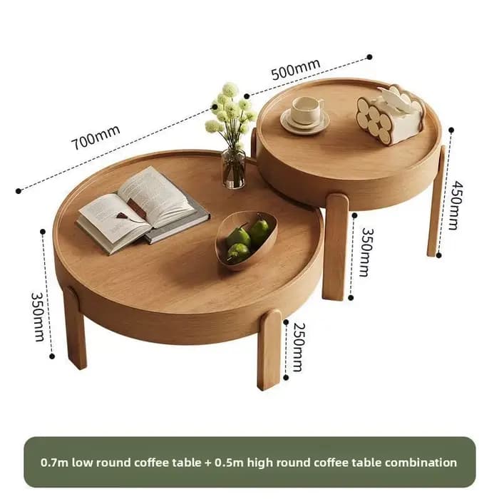 Petite table basse ronde avec plateau de couleur crème