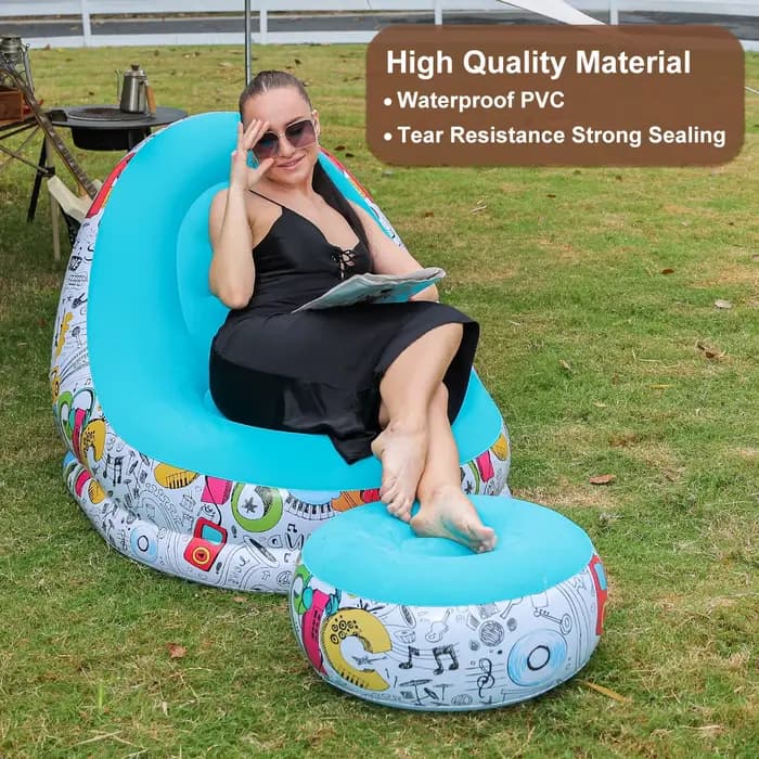 1 chaise longue gonflable avec repose-pieds