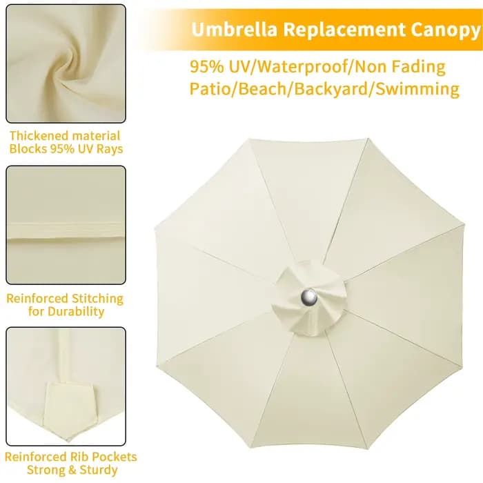 Housse de Parasol imperméable en tissu de remplacement pour jardin extérieur 2/2.5/2.7/3M