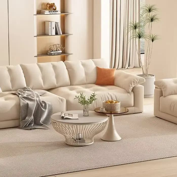 Table basse ronde avec plateau en verre français