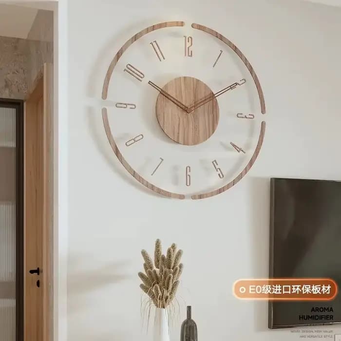 Horloge murale de mode, décoration de salon, bois massif, créative, silencieuse, nordique, Simple, horloge à Quartz, décoration de luxe