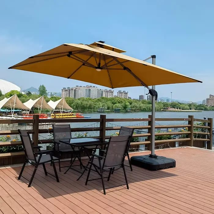 Parasol commercial d'extérieur, 3x3m, structure en aluminium, tissu polyester 250g, parasol moderne pour jardin