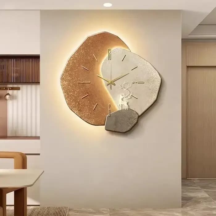Horloge murale moderne pour salon, grande horloge élégante pour salon, design lumineux, mécanisme silencieux, décoration nordique pour chambre à coucher